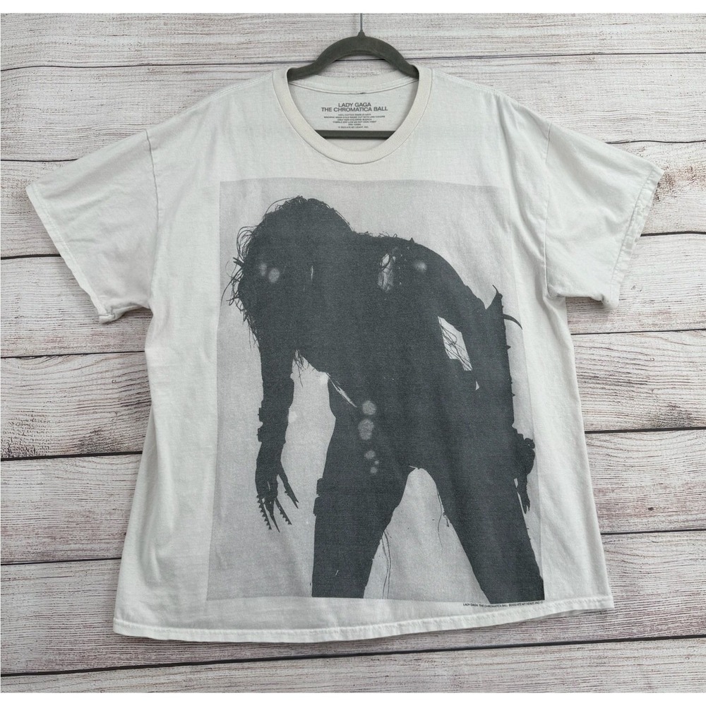 Lady Gaga T-Shirt Unisex Large White Chromatica Ball 2022 Tour Graphic Tee